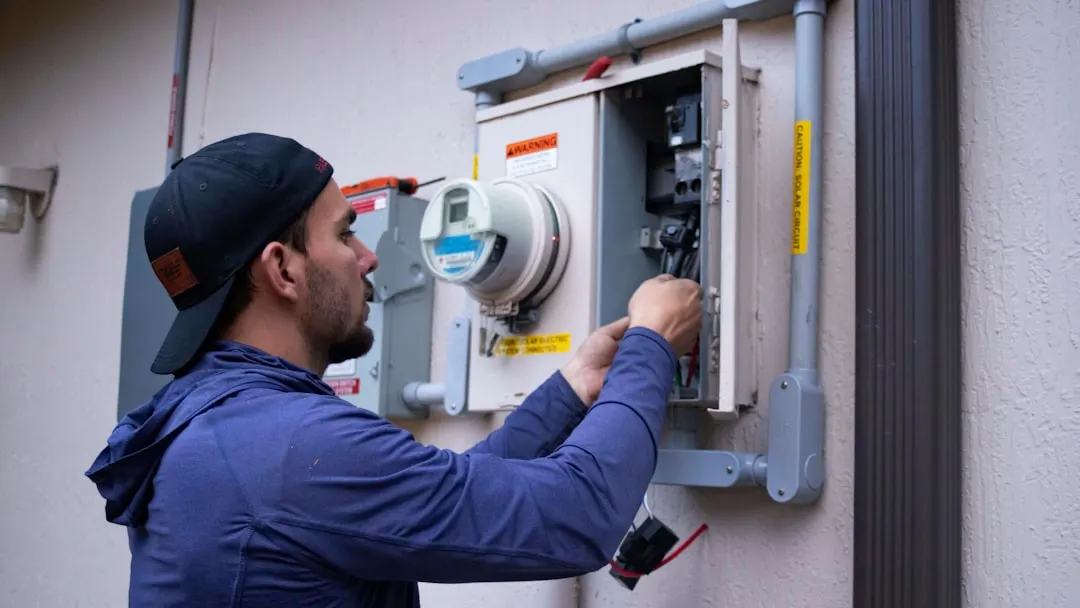 HVAC technician on a maintenance plan visit in Calgary