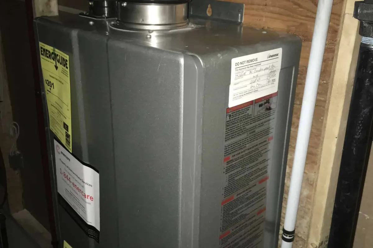 Tankless water heater serving a Calgary residential home